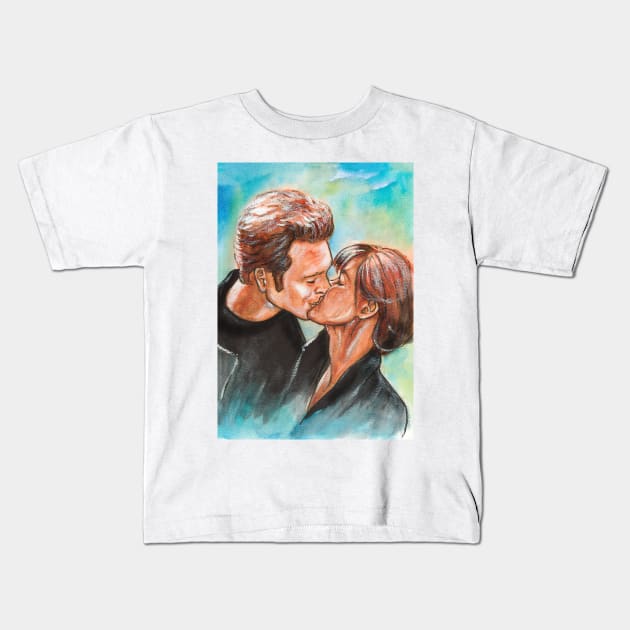 Luke Perry & Shannen Doherty Kids T-Shirt by Svetlana Pelin